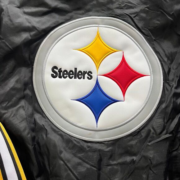 Vintage 90s Pittsburgh Steelers Full Zip Puffer Parka Jacket Big Logo Size M - Picture 3 of 7